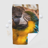 Serviette De Golf Portrait en macao bleu et jaune (En situation)