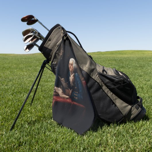 Serviette De Golf Portrait en miniature, Benjamin Franklin Père fond (Vert)