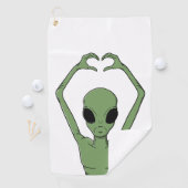 Serviette De Golf Pose du cœur extraterrestre (En situation)