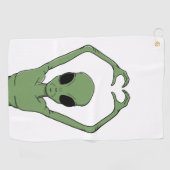Serviette De Golf Pose du cœur extraterrestre (Horizontal)