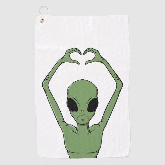 Serviette De Golf Pose du cœur extraterrestre (Devant)