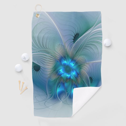 Serviette De Golf Position, Abstrait bleu turquoise fractal (En situation)