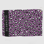 Serviette De Golf Poster de animal, Léopard Violet, Coeurs, Votre No (Horizontal)