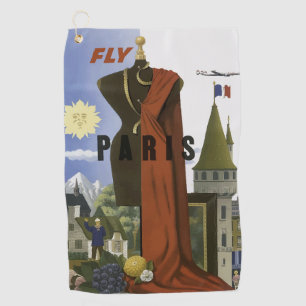 Serviette De Golf Poster du Vintage voyage Fly Paris France