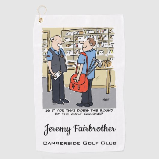 Serviette De Golf Postman A Round Near Golf Course Golf Cartoon (Devant)