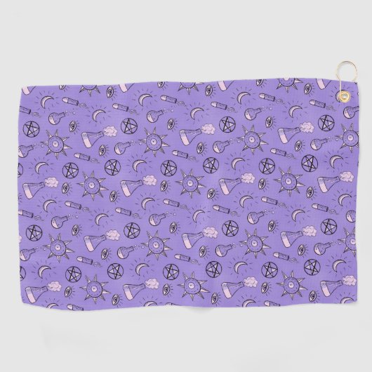 Serviette De Golf Potions de sorcière Motif d'alchimie violette (Horizontal)