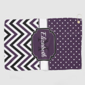 Serviette De Golf Pots pourpres et Chevrons (Horizontal)