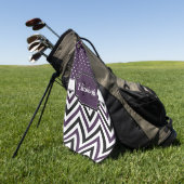 Serviette De Golf Pots pourpres et Chevrons (Vert)