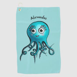 Serviette De Golf Poulpe de dessin animé bleu mignon - Créature mari