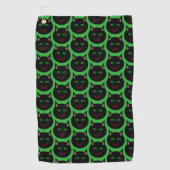 Serviette de golf pour chat noir d'Halloween (Devant)