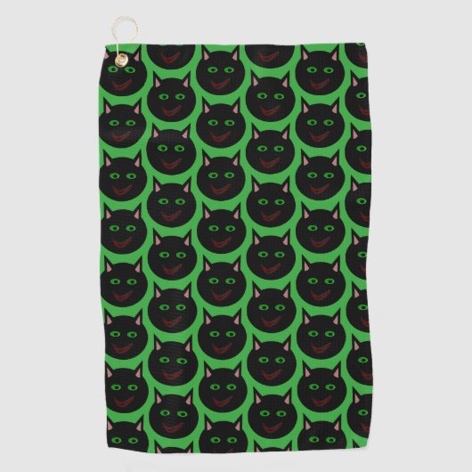 Serviette de golf pour chat noir d'Halloween (Devant)