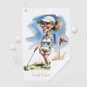 Serviette de golf pour femme personnalisée (En situation)