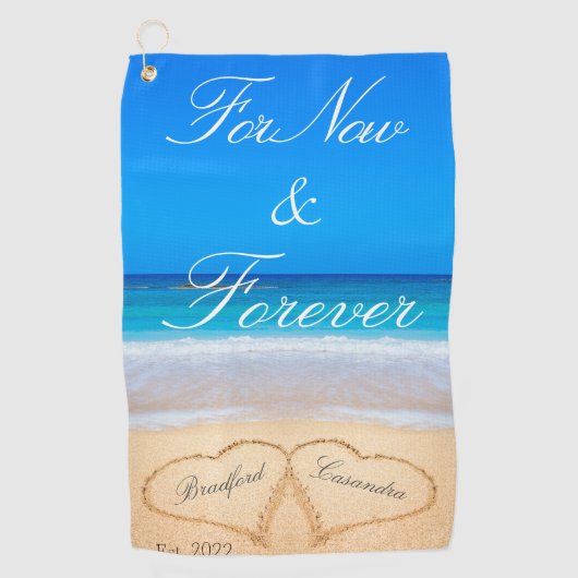 Serviette De Golf Pour l'instant | Coeurs à Sand Beach (Devant)