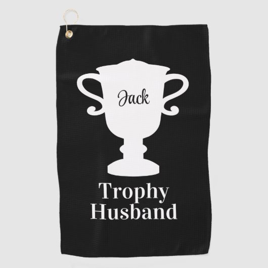 Serviette de golf pour mari trophée avec nom perso (Devant)