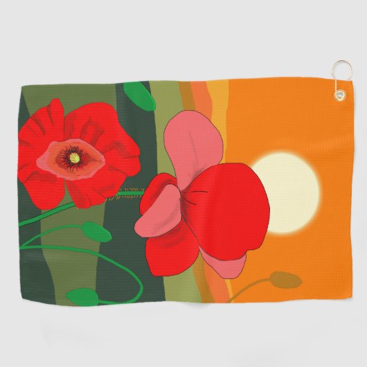 Serviette De Golf pré au coucher du soleil (Horizontal)
