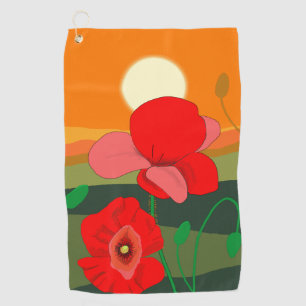 Serviette De Golf pré au coucher du soleil