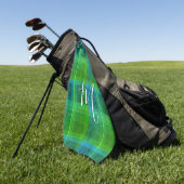 Serviette De Golf Préparation chic initiale vert et bleu tartan carr (Vert)