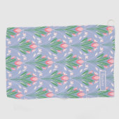 Serviette De Golf Preppy Pink Tulips pour h Golf Towelle pour elle (Horizontal)