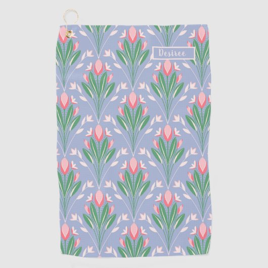 Serviette De Golf Preppy Pink Tulips pour h Golf Towelle pour elle (Devant)