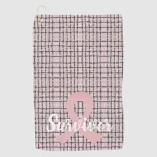 Serviette De Golf Preppy Pink Tweed Cancer du sein Survivant (Devant)