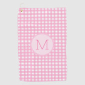 Serviette De Golf Preppy rose en vichy monogramme personnalisé dames (Devant)