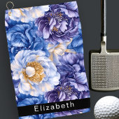 Serviette De Golf Pretty Blue Peony Personalized