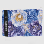 Serviette De Golf Pretty Blue Peony Personalized (Horizontal)