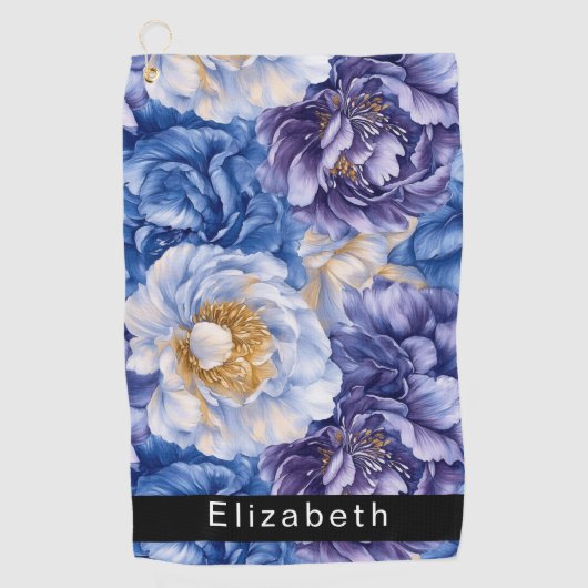 Serviette De Golf Pretty Blue Peony Personalized (Devant)