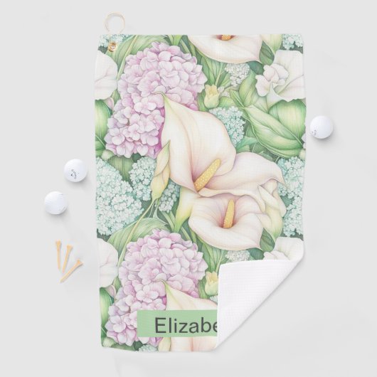 Serviette De Golf Pretty Pastel Calla Lily Personalized (En situation)