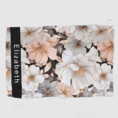 Serviette De Golf Pretty Peach and White Peony Personalized (Horizontal)