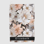 Serviette De Golf Pretty Peach and White Peony Personalized (Devant)