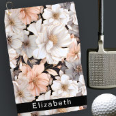 Serviette De Golf Pretty Peach and White Peony Personalized