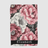 Serviette De Golf Pretty Pink and White Peony Personalized (Devant)