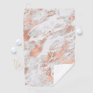 Serviette De Golf Pretty Rose Gold White Glitzy Marble
