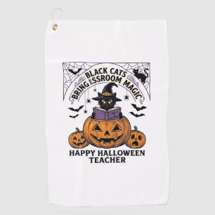 Serviette De Golf Prof Cat Halloween Citrouille Vintage Salle de Cla