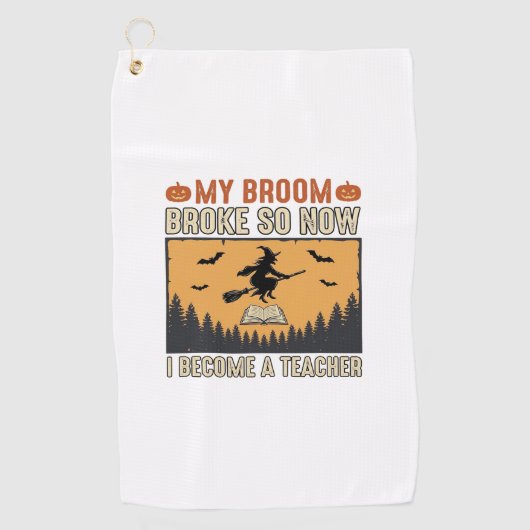 Serviette De Golf Professeur d'Halloween Balai Cassa Conception Vint (Devant)