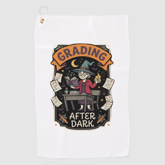 Serviette De Golf Professeur Halloween Notant Dans Le Noir (Devant)