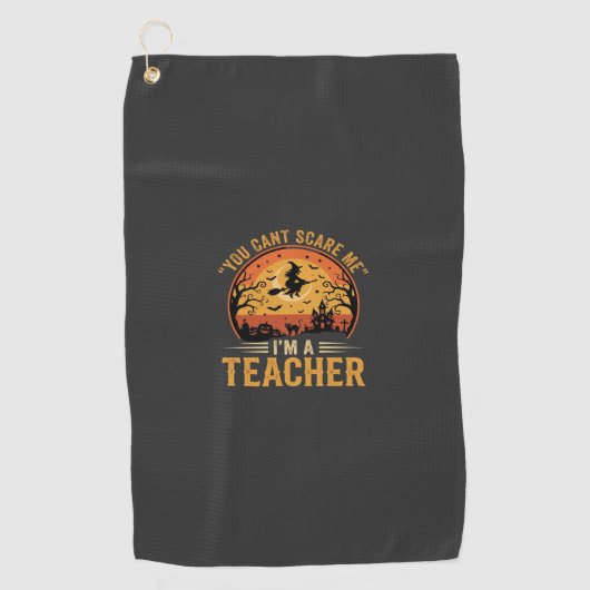 Serviette De Golf Professeur Halloween Sorcière Chat Design (Devant)