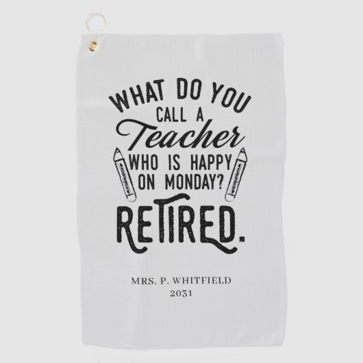 Serviette De Golf Professeur retraité Chef de l'école Retraite sur m (Devant)