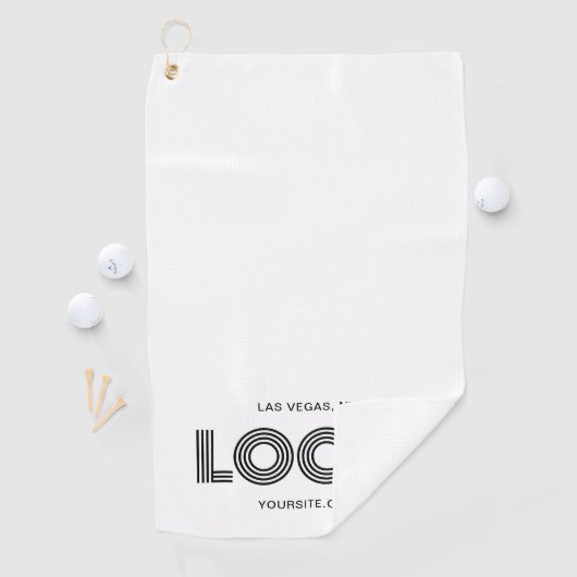 Serviette De Golf Promo du logo rectangulaire moderne noir (En situation)