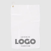 Serviette De Golf Promo du logo rectangulaire moderne noir (Devant)