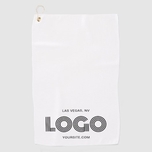 Serviette De Golf Promo du logo rectangulaire moderne noir (Devant)