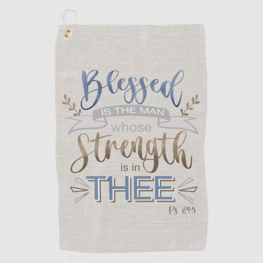 Serviette De Golf Psaume 84:5 - Béni est l'homme (Devant)