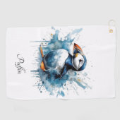 Serviette De Golf Puffin Splash, personnalisé (Horizontal)
