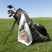 Serviette De Golf Puffin sur une aquarelle rocheuse, personnalisé (Vert)