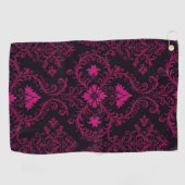 Serviette De Golf Purple and black gothic damask pattern (Horizontal)
