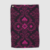 Serviette De Golf Purple and black gothic damask pattern (Devant)