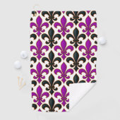 Serviette De Golf Purple Black Baroque Fleur-de-lis Pattern Design  (En situation)