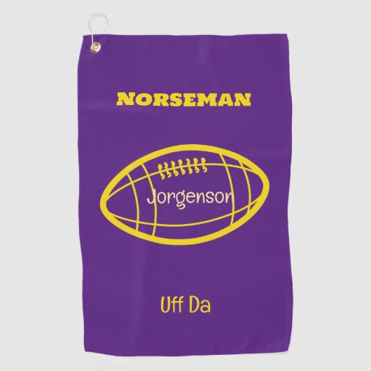 Serviette De Golf Purple Gold Norseman Custom Uff Da (Devant)