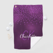 Serviette De Golf Purple parties scintillant supprime le nom monogra (En situation)
